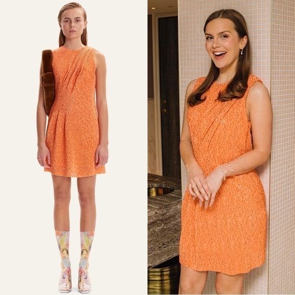 STINE GOYA Sequin Metallic Rib Knit Pleated Draped Front Sleeveless Mini Dress S - Picture 2 of 13